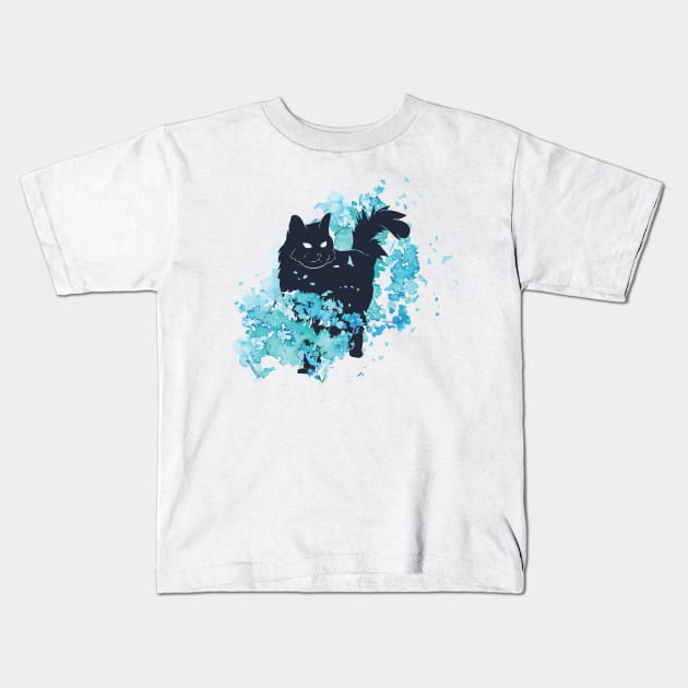 Cute Floral Cat Kids T-Shirt by GothicDesigns